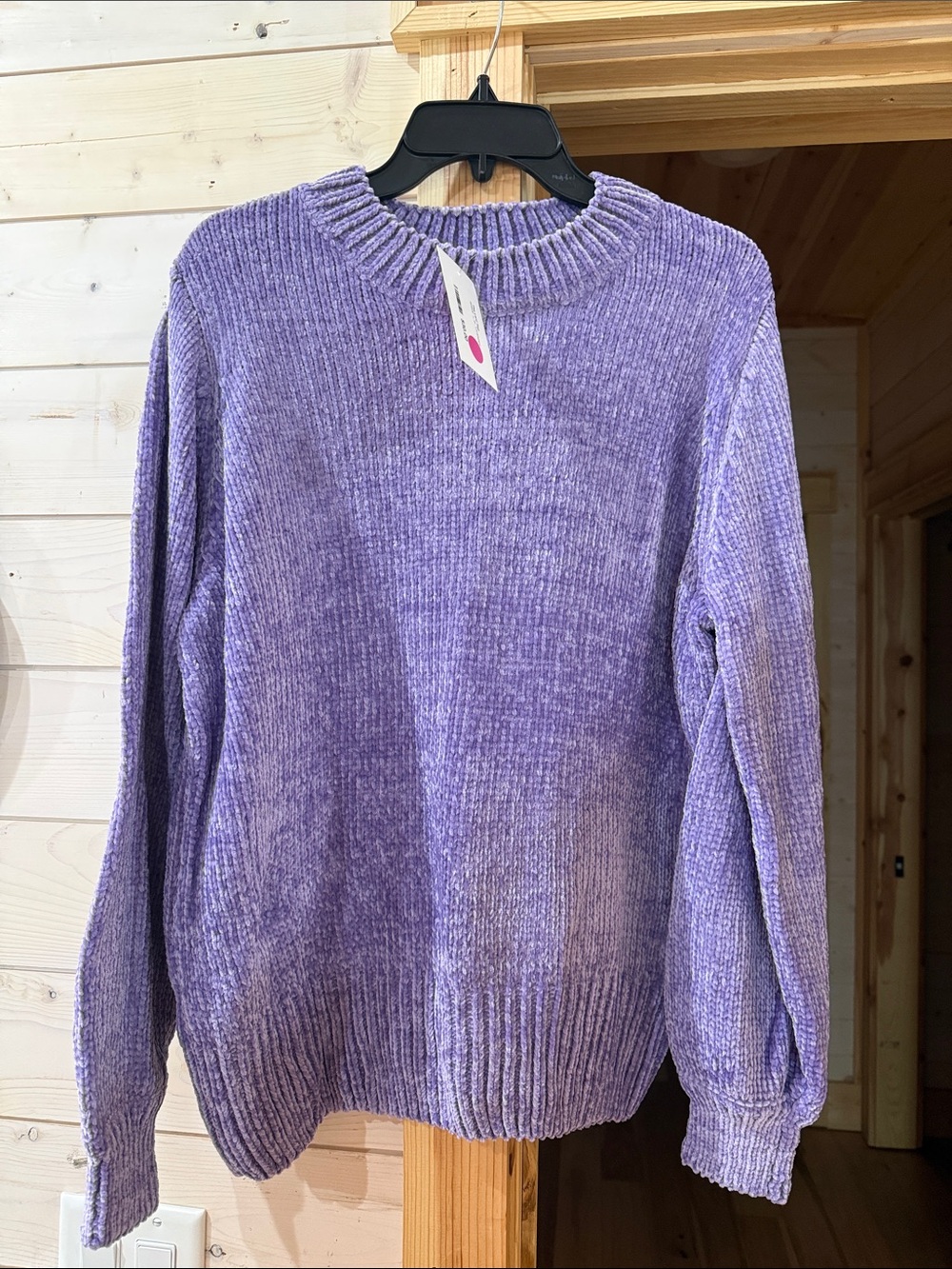 Zenana Outfitters Lavender Chenille Crewneck Sweater
